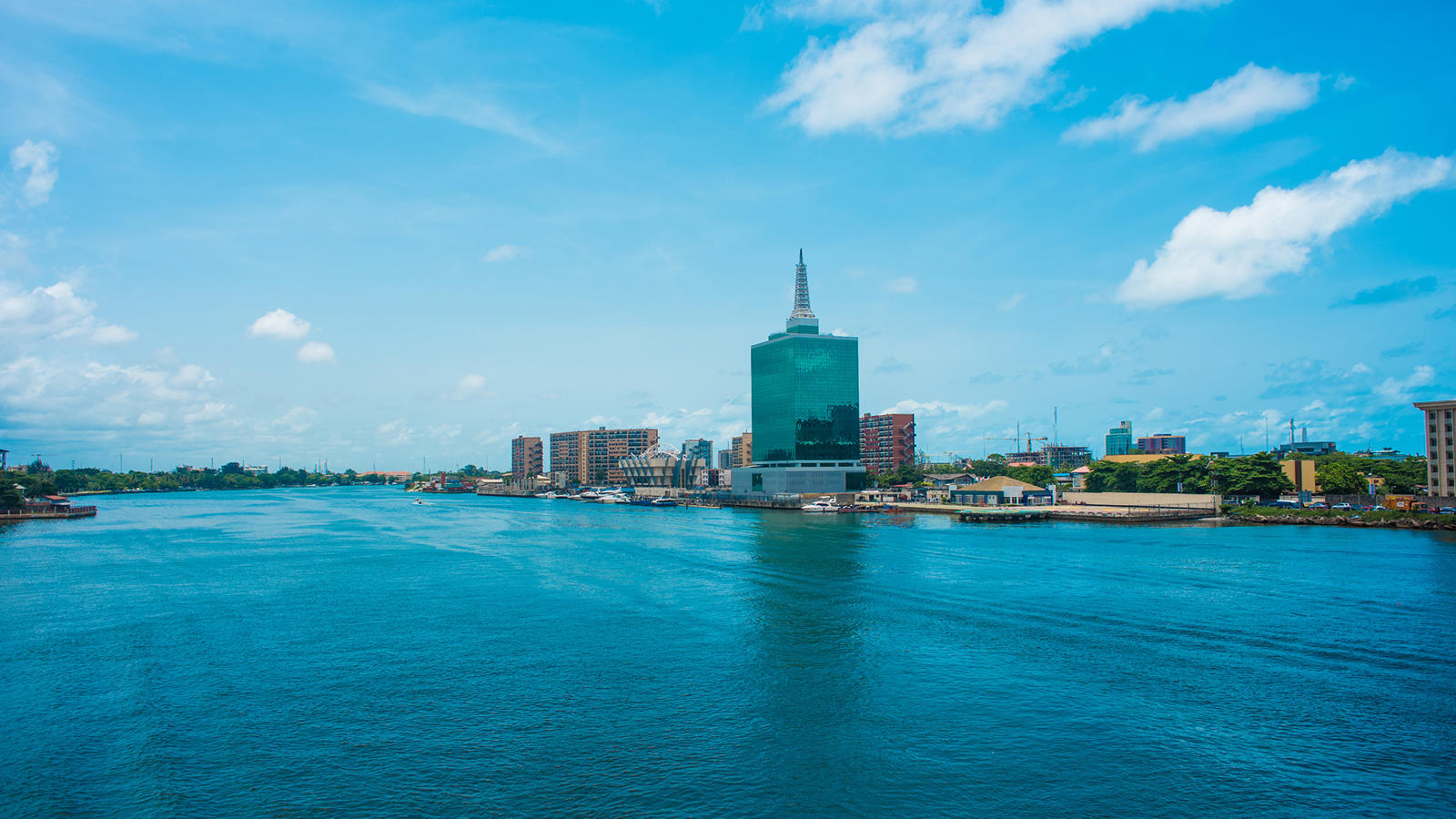 a city next to a body of water